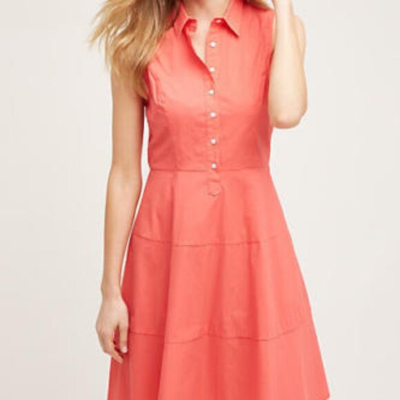 Anthropologie Coral Shirt Dress - Picture 2 of 8